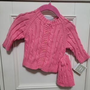 💥3/$24 NWT Elegant Baby Cable Knit Pink Sweater and‎ Hat